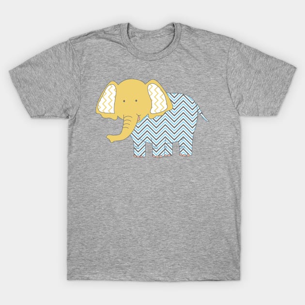 Adorable Friendly Elephant lover Blue and Yellow Pattern Design T-Shirt by Syressence